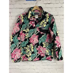 Patagonia Women Floral Manoa Hawaiian Synchilla Snap T Fleece Pullover 25455 S